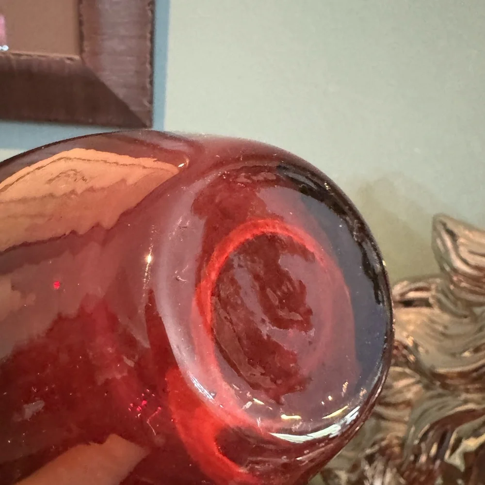 Large IKEA Modernist Red Salong Vases Hand Blown Glass Johanna